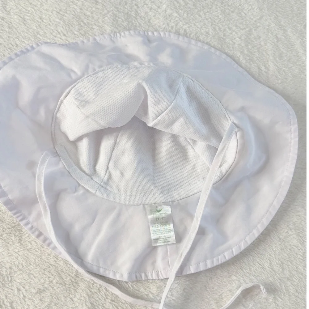 Green Sprouts RuffleButts Sun Hat Kids 2T-4T Pink White Excellent Adjustable UPF